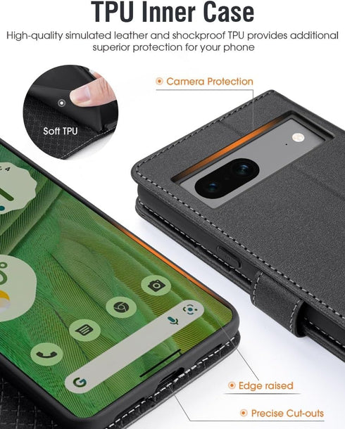 OCASE Google Pixel 8 Wallet Case, PU Leather Flip Folio Case with Card Holders, RFID Blocking, Shockproof TPU Inner