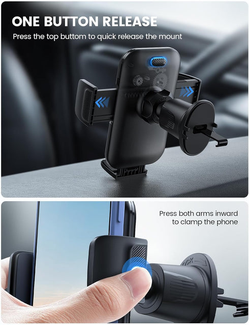 Lamicall 2024 Wider Clamp & Metal Hook Car Phone Holder Vent, Thick Cases Friendly Phone Holders for Your Car Mount,