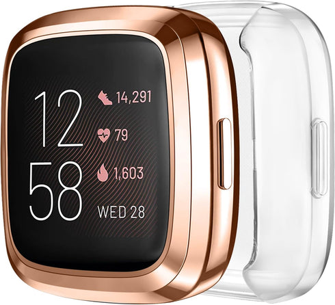 Tobfit 2 Pack for Fitbit Versa 2 Screen Protector Case - Soft Plated TPU Full Around Sensitive Touch Protective Cover