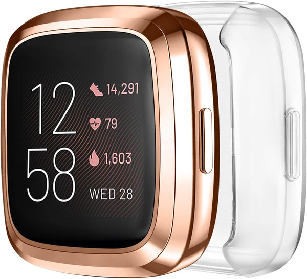 Tobfit 2 Pack for Fitbit Versa 2 Screen Protector Case - Soft Plated TPU Full Around Sensitive Touch Protective Cover