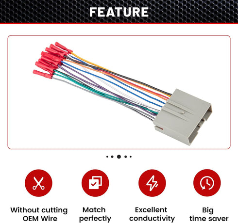 RED WOLF Radio Harness for Ford 2003-Up F150 Focus Explorer Lincoln MKX, Aftermarket Stereo Power Speaker Wiring Harness