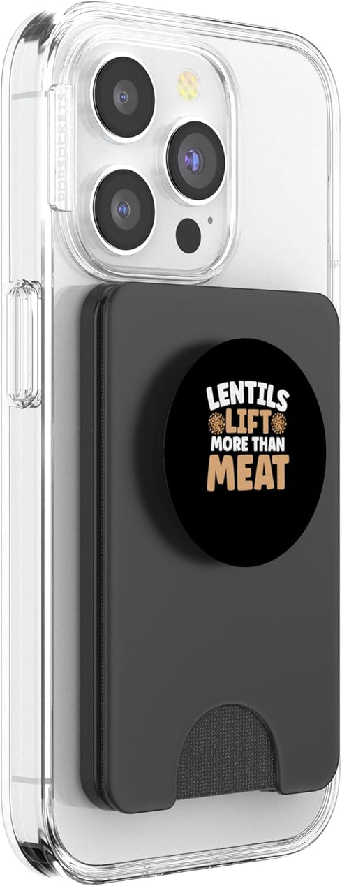 Vegan Protein Vegetarian Lentil Pea Gear Lentils Lift More Than Meat Weightlifting Bodybuilding PopSockets PopWallet