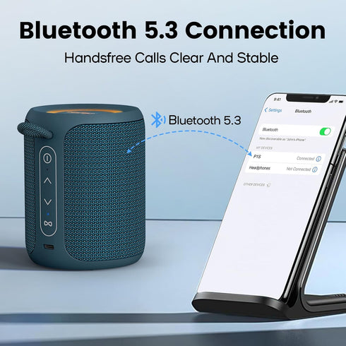 Deeyaple Wireless,IP67 Lights,15W 2500mAh BT5.3, Bluetooth Speaker Waterproof & Dustproof Portable Speaker with Loud