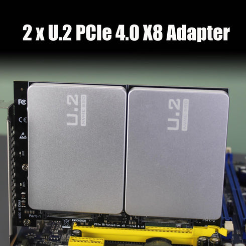 GLOTRENDS PU21 Dual U.2 SSD to PCIe 4.0 X8 Adapter, Supports 2 x U.2 SSD, Requires PCIe Bifurcation Motherboard