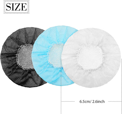 300 Pieces Disposable Headphone Covers Non Woven Sanitary Headphone Ear Covers Black Fabric Headset Covers Ear Pad Covers for Headphones (White, Blue, Black,S-6.5 cm)