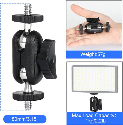 HSU Magic Arm with Dual Ball Head (1/4"-20 Screw) Adjustable Universal Extension for Monitor, Microphone, GoPro (2 Pack)