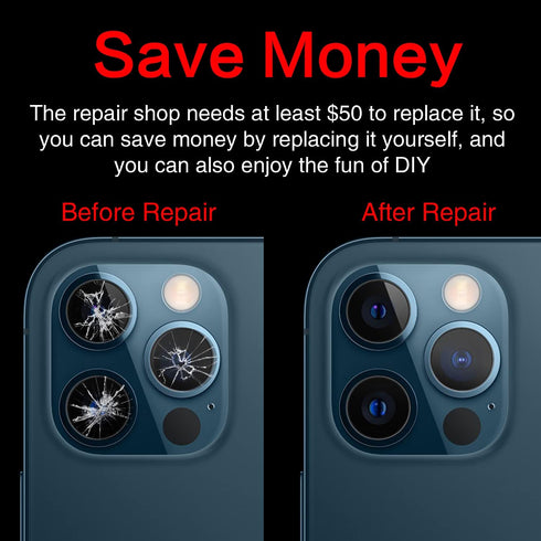 2PCS ASDAWN Back Rear Camera Lens Glass Replacement for iPhone 12 Pro Max, Pre-Installed Adhesive