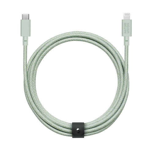Native Union Belt Cable USB-C to Lightning, 10ft Ultra-Strong Reinforced Cable for iPhone 14 and Earlier (Sage)