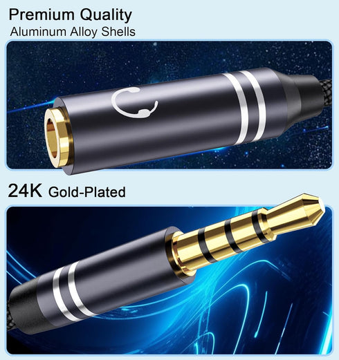2 Pack 3.5mm Headphone Splitter, Hi-Fi Sounds Extension Cable Audio Stereo Y Splitter, Male to 2 Female (TRRS - 4 Pole) Headset Splitter, Aux Jack Splitter Compatible with PS4, Switch, Phone & More by Jeselry