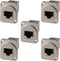 5PCS Panel Mounting RJ45 Cat5/5e/6 Ethernet Connector, Zinc Alloy Housing Double Head Coupler
