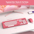 Wireless Keyboard and Mouse Combo, Retro Round Keycaps, Cute Full-Size Typewriter Keyboard with Phone Holder, 2.4GHz
