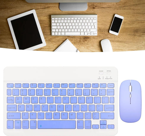 Keyboard and Mouse, Ultra Slim Bluetooth Combo, Rechargeable Portable Set for Laptop PC Cellphone