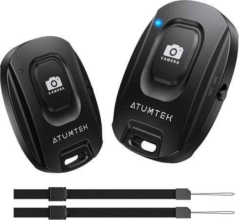 ATUMTEK Camera Remote Shutter for iPhone & Android Smartphones (2 Pack) - Wireless Selfie Button with Strap