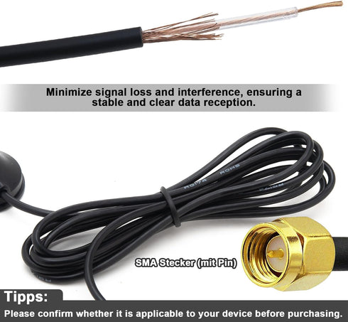 Kaunosta 900-1800MHz/Compatible 978MHz&1090MHz, Receiver/6DBi 1.5M ADS-B SDR Radio Antenna with for SDR, FPV, Ham Radio