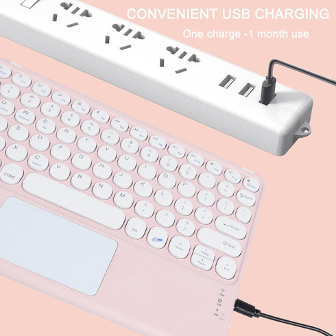 Wireless Bluetooth Keyboard with Touchpad - 10 Inch Round Key Wireless Keyboard, Rechargeable Ultra Slim Portable