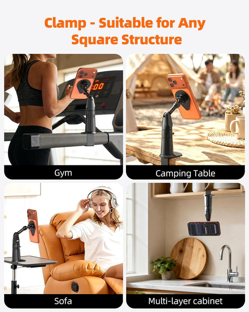 BANGMANG 2 1 17 16,15, 14, 13 12 in Magnetic Phone Holder Desk Mount, Cell Phone Clamp Clip for Pole Desk, Magnetic