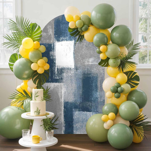 Jnbasdffb 6 Blue Grey Ombre Wedding Arch Cover,Stretchy Spandex Arch Backdrop Stand Covers FT,Abstract Vintage Oil
