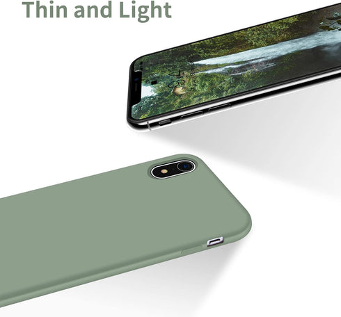 OTOFLY iPhone XR Case, Calke Green Soft Silicone Bumper, Full-Body Protection for Apple iPhone XR 6.1 inch.