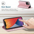 japezop iPhone 12 Mini Flip Case, Pink Leather, RFID Blocking, Card Holder, Slim Fit, Wireless Charging Compatible