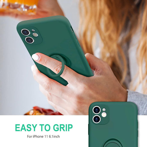 Hython for iPhone 11 Case with Ring Stand, 360° Rotatable Ring Holder Magnetic Kickstand, Slim Shockproof Soft Rubber