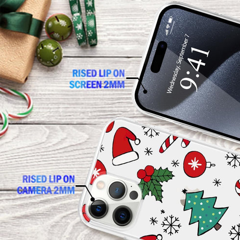 LCHULLE iPhone 15 Pro Christmas Case - Transparent Santa Design, Soft TPU Shockproof Cover for Women, Men, Kids.