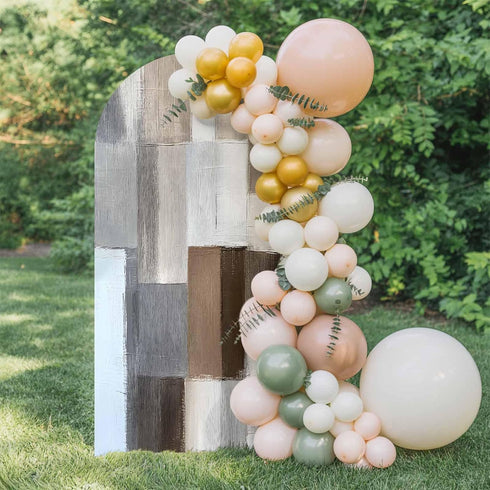Jnbasdffb 6.6 Grey Brown Color Blocks Wedding Arch Cover, Stretchy Spandex Arch Backdrop Stand Covers FT, Abstract Oil