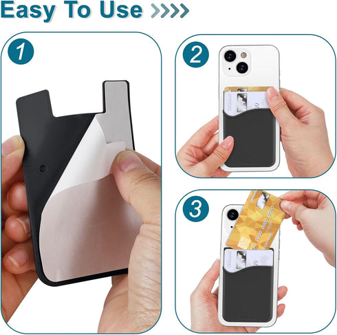SHANSHUI 4 PCS Phone Card Holder, Premium Silicone Stick on ID Card, Drivers License, Credit Card Holder for Back of