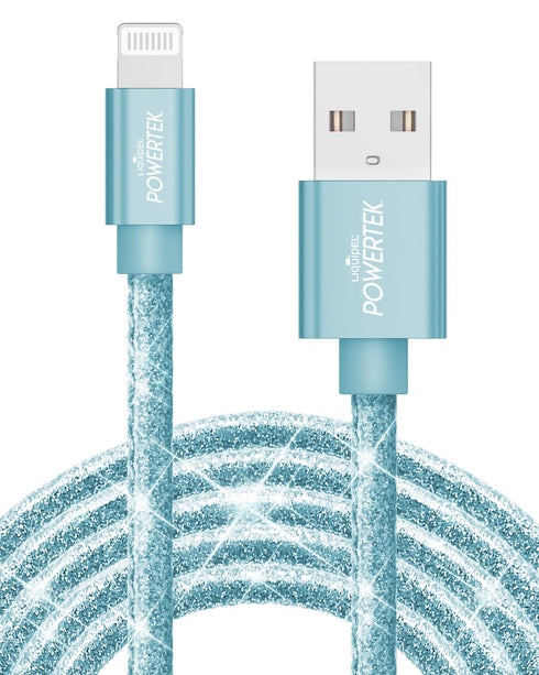 LIQUIPEL Powertek Glitter MFi Certified Charger for Apple iPhone, iPad, 6ft Lightning to USB Cable