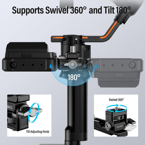 Sirui Camera Monitor Mount for DJI RS 4, RS 4 Pro, RS 2, RSC 2, RS 3, RS 3 Pro, RS 3 Mini with Quick Release NATO Clamp