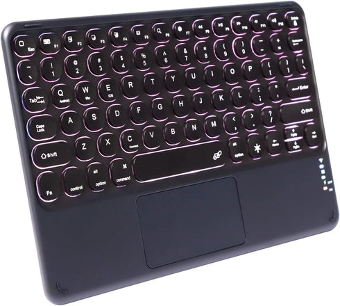 Wireless Bluetooth Keyboard with Touchpad, Portable Ultra Slim 7-Colors RGB Backlit Rechargeable Keyboard for iPad