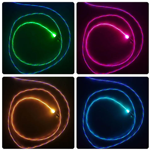 USB Cable 3A Type C 6.6ft/2m with RGB LED Light, Fast QC3.0 Charger for Galaxy S20/S10/S9 Plus/Note 20/Switch/LG V30.