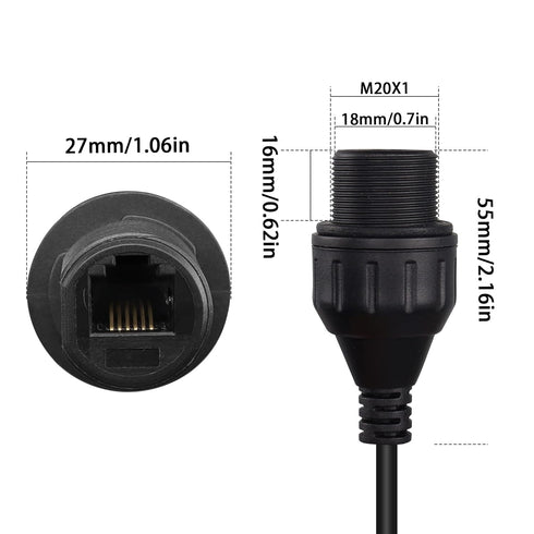QIANRENON RJ11/RJ12 6P6C Waterproof Connector, CAT3 RJ12 Male to Female Outdoor Telephone Line Socket, IP67 Waterproof,