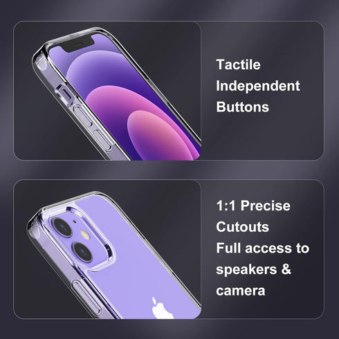 JETech Case for iPhone 12/12 Pro - 6.1-Inch Slim Shockproof Bumper Cover with 3-Way Metal Kickstand