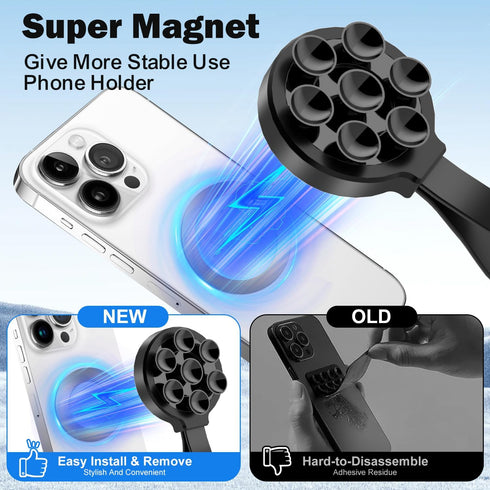 Silicone Suction Phone Case, Magnetic Suction Cup Phone Mount, Sticky Phone Suction Grip for Selfies and Videos,