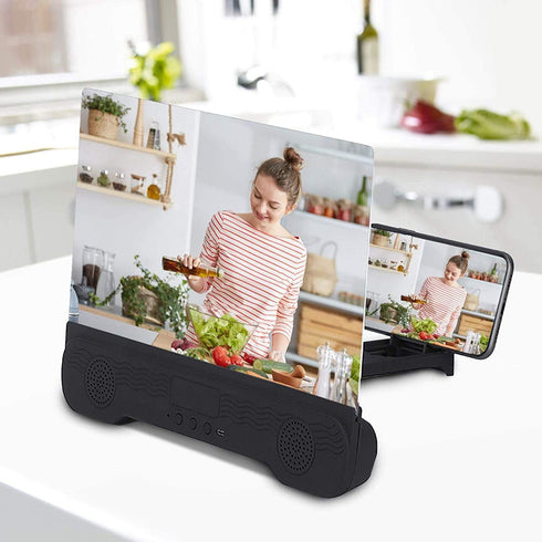 14'' Screen Magnifier with Bluetooth Speakers: 3D Projector Screen Enlarger for Movies and Games, Supports All