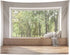 BELECO 9x6ft Fabric Modern Living Room Backdrop House Interior Window Scenery Green Forest Trees Nature Background