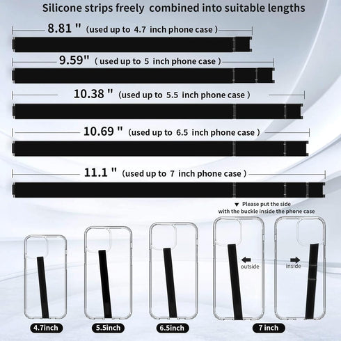 UKON Silicone Phone Grip, 2 PCS Reusable Finger Holder with Three Short Silicone Strips, Fits 4.5"-7.5" Phone Case