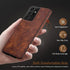 LOHASIC for Galaxy S21 Ultra Case, Premium Leather Luxury Business PU Non-Slip Grip Shockproof Cover - Brown