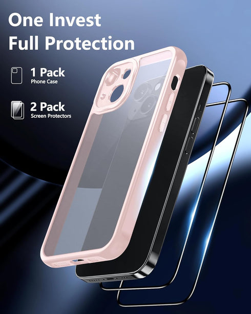 [3 in 1 for iPhone 15 Plus Case, Upgrade Camera Protection with 2 pcs Screen Protector, Protective Cover for Women Girl