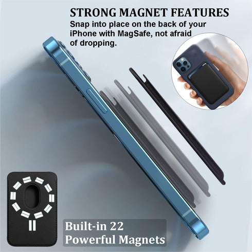 Magnetic Card Holder Wallet for iPhone 15/14/13/12 Series with Magsafe, Leather Wallet for iPhone 15 Pro/Pro Max