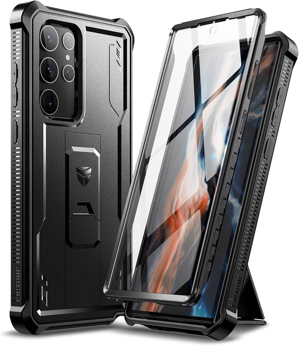 Dexnor Samsung Galaxy S22 Ultra Case, Built-in Screen Protector and Kickstand, Heavy Duty Protection