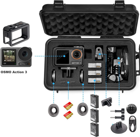 Lekufee Small Waterproof Carrying Case for DJI Osmo Action 4/3 Camera and Accessories (Case Only)