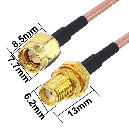 SMA Antenna Extension Cable, SMA Male to Female Bulkhead Mount RF Connector RG316, 2M 6.5Ft for Handheld Ham Radio