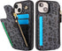 Cavor for iPhone 14 Plus Case with Card Holder - Wallet Case for Women Men, Leather Magnetic Clasp Zipper Pocket Card