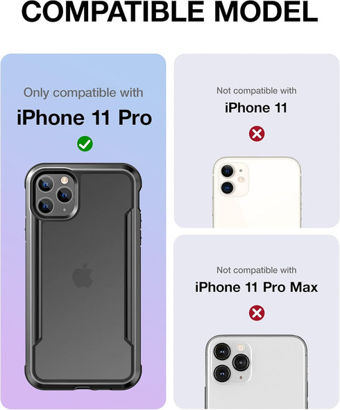 Raptic Shield for iPhone 11 Pro - Shockproof Clear Case, Military 10ft Drop Tested, Durable Aluminum Frame,