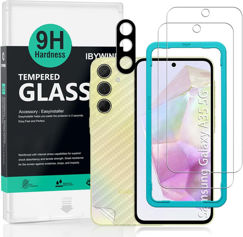 Ibywind 2 Pack Screen Protector for Samsung Galaxy A35 5G 6.6", 9H Hardness Tempered Glass with Camera Lens Protector