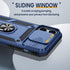 iPhone 13 Pro Max Case with Slide Camera Cover & 360° Rotate Ring Stand, Military Drop Protection, Blue