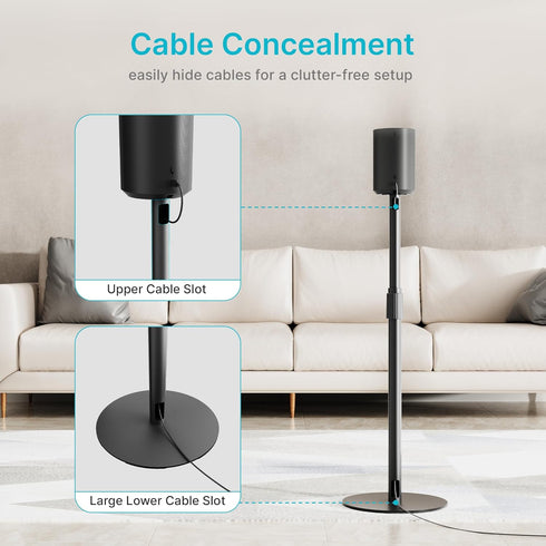 Speaker Stand with Cable Management, Compatible with SONOS Era 300 and Era 100, Height Adjustable up to 42.6'', Black,