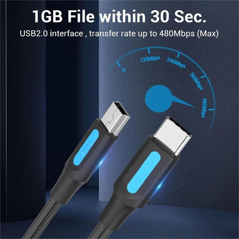 ZDMEBEZ 1Pcs MP3 1.5m 2m(2m) USB C to Mini USB Cable Type C Adapter for Digital Camera Player HDD Type-c to Mini USB