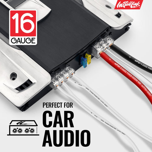 16 100ft, Install Link Gauge Speaker Wire (White) for Car, Home or RV Audio Cable, CCA